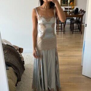 Vintage Dolce & Gabbana Blue Silk & Lace Dress